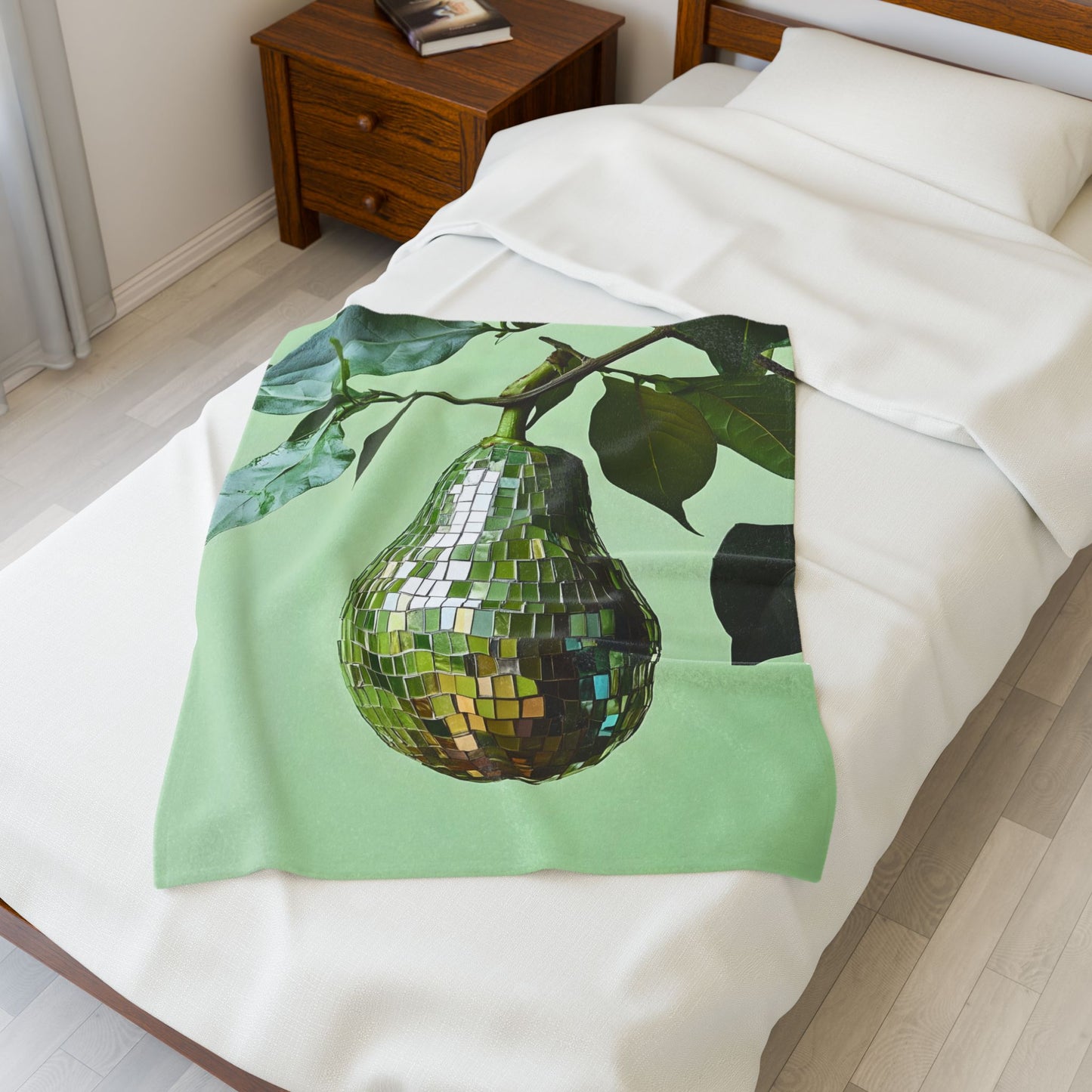 Disco Avocado Plush Blanket for Cozy Nights, Gift for Avocado Lovers, Home Decor, Soft Throw Blanket, Unique Wedding Present