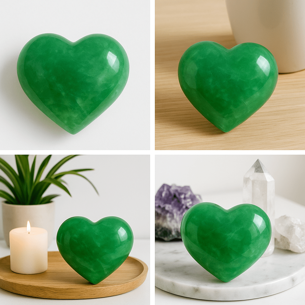 3D Green Fluorite Heart – Hand-Polished Crystal for Gift & Decor