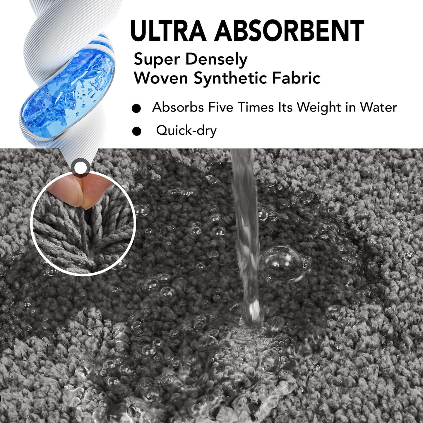 Quick Dry Plush Bathroom Rug, 24x17 Inch, White