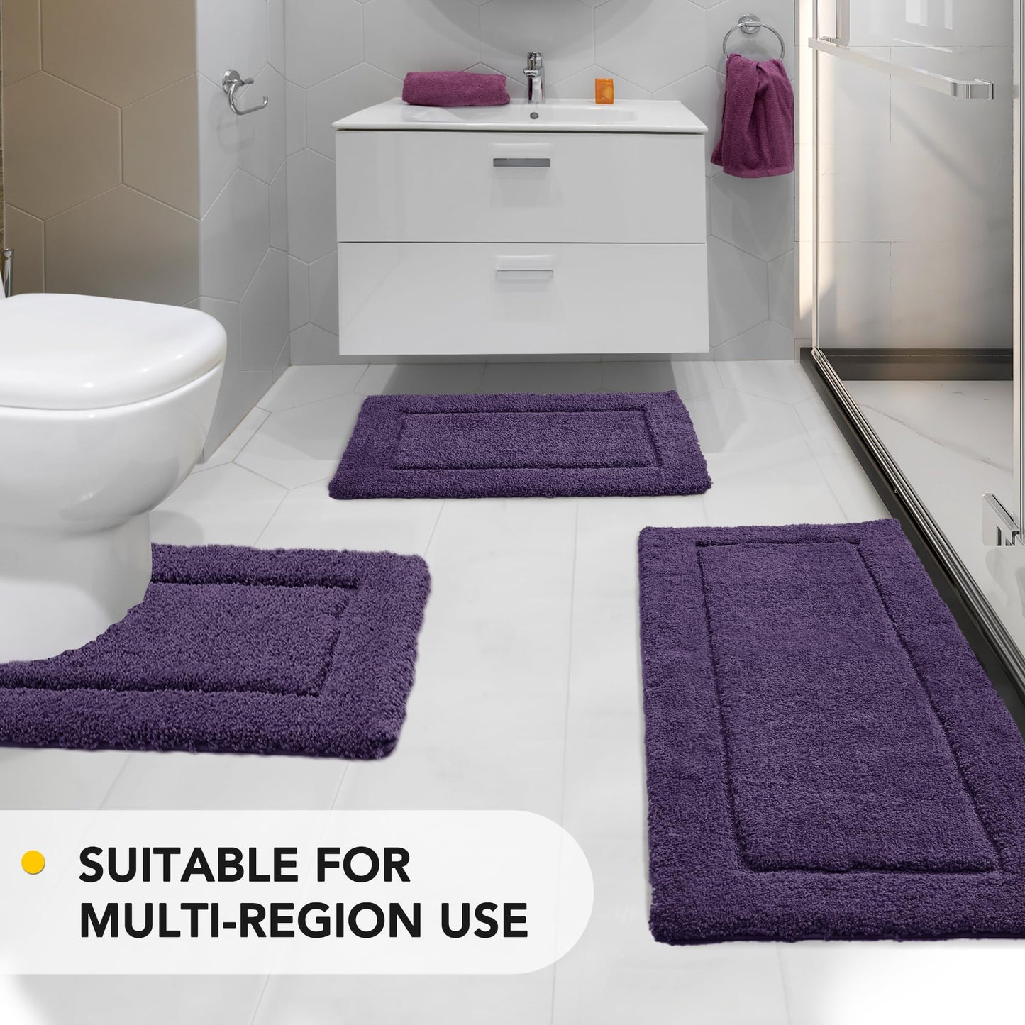 Quick Dry Plush Bathroom Rug, 24x17 Inch, White