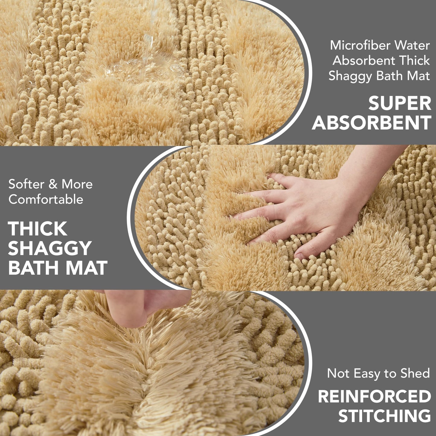 Quick Dry Plush Bathroom Rug, 24x17 Inch, White