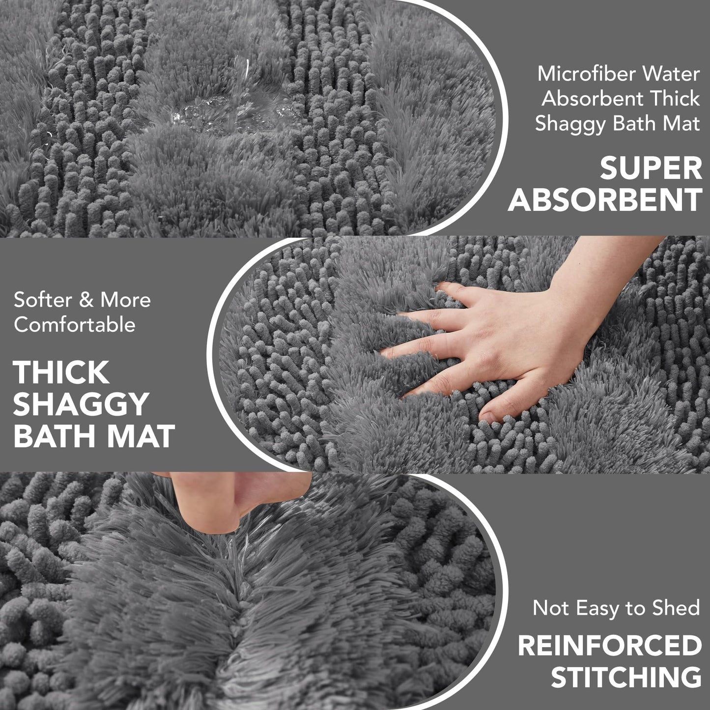 Quick Dry Plush Bathroom Rug, 24x17 Inch, White