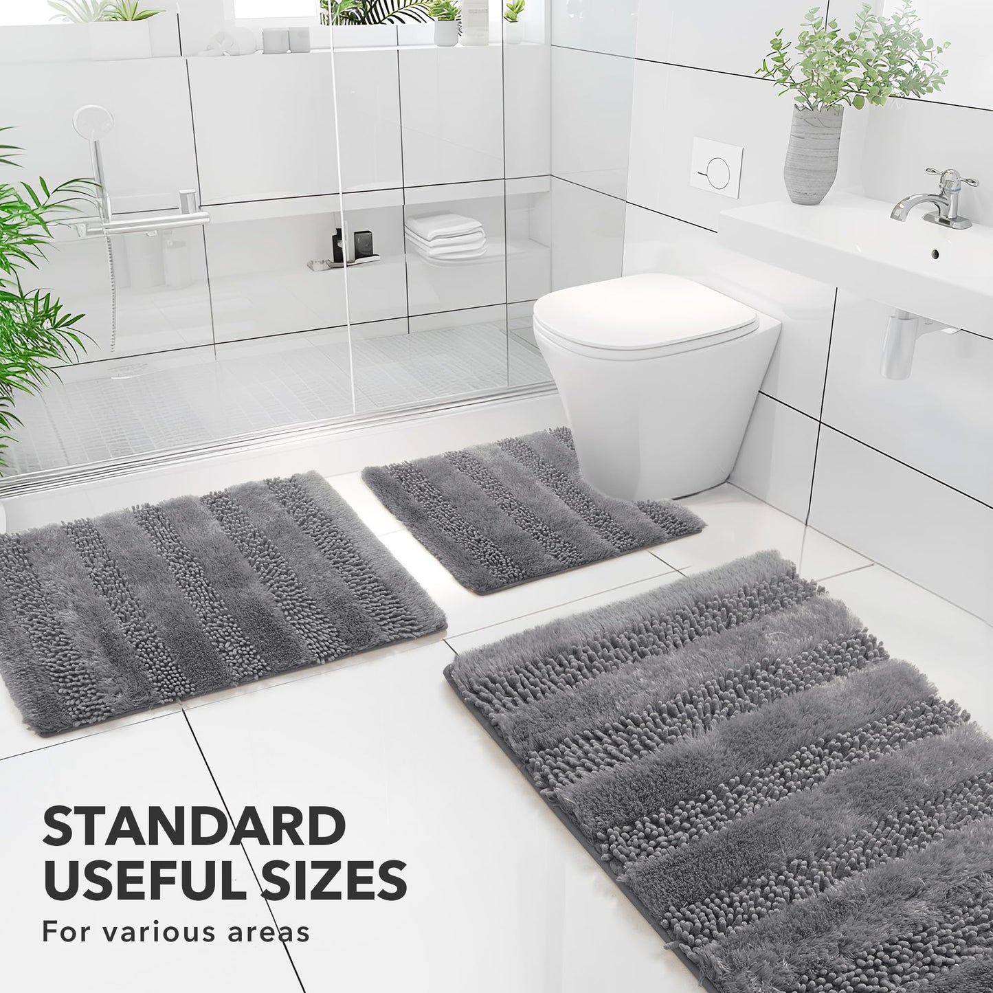 Quick Dry Plush Bathroom Rug, 24x17 Inch, White