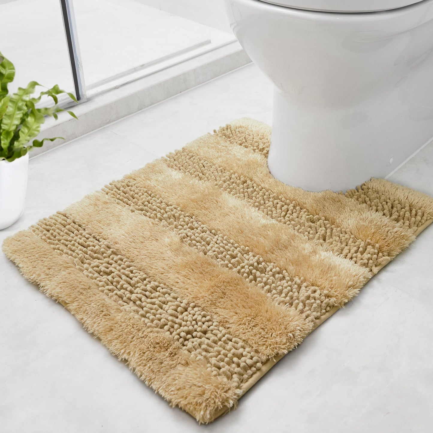 Quick Dry Plush Bathroom Rug, 24x17 Inch, White