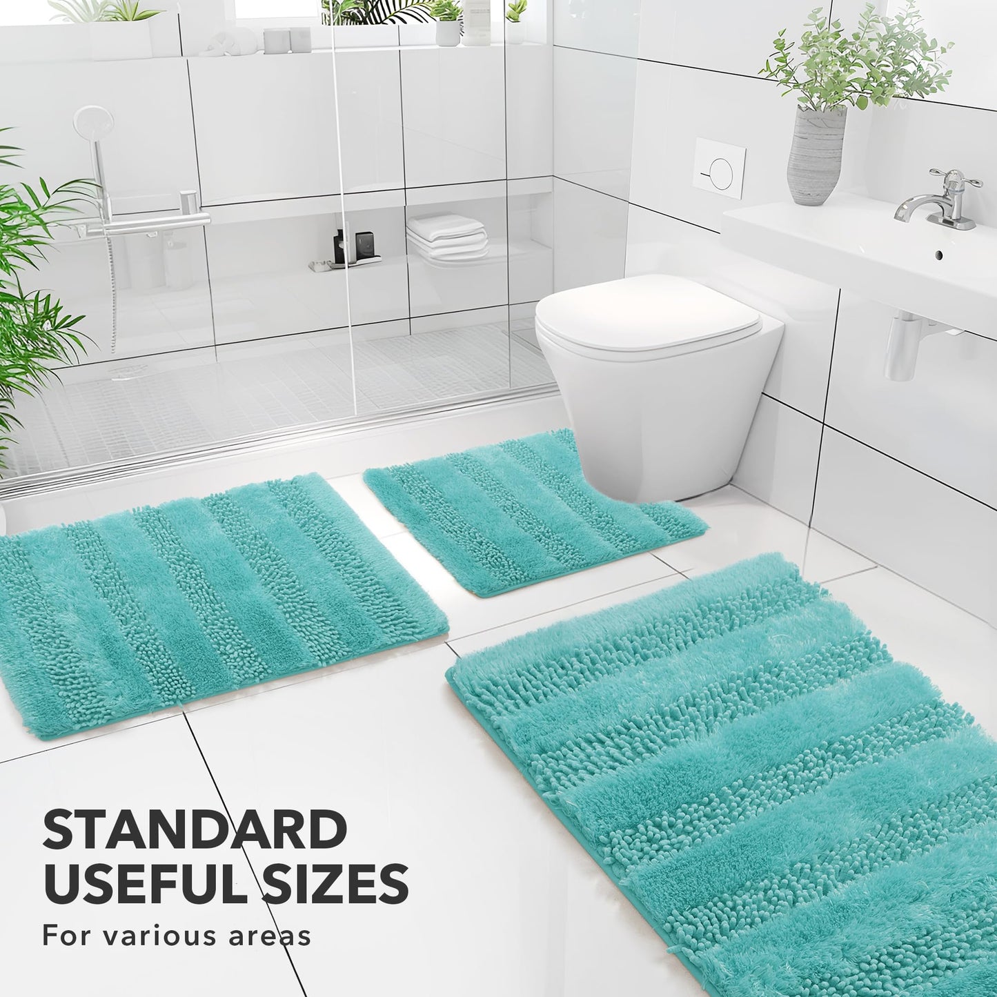 Quick Dry Plush Bathroom Rug, 24x17 Inch, White