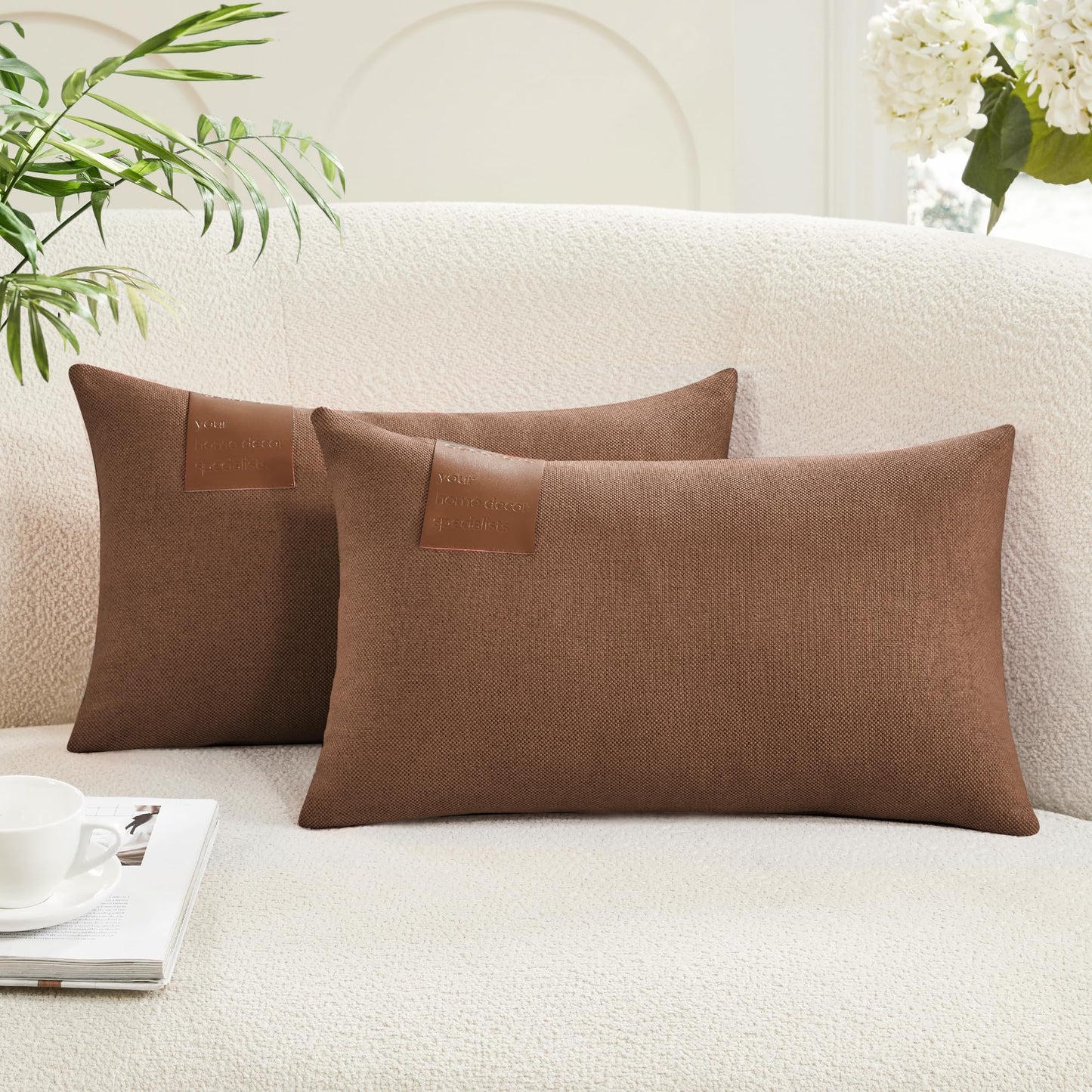 Saddle Brown Lumbar Pillow Covers, 12x20 Inch, 2PCS