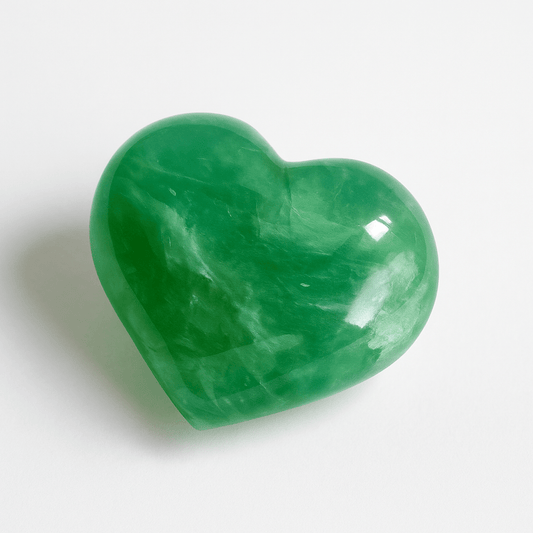 3D Green Fluorite Heart – Hand-Polished Crystal for Gift & Decor