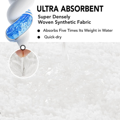 Quick Dry Plush Bathroom Rug, 24x17 Inch, White