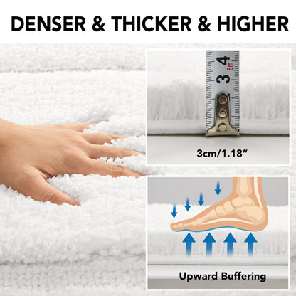 Quick Dry Plush Bathroom Rug, 24x17 Inch, White
