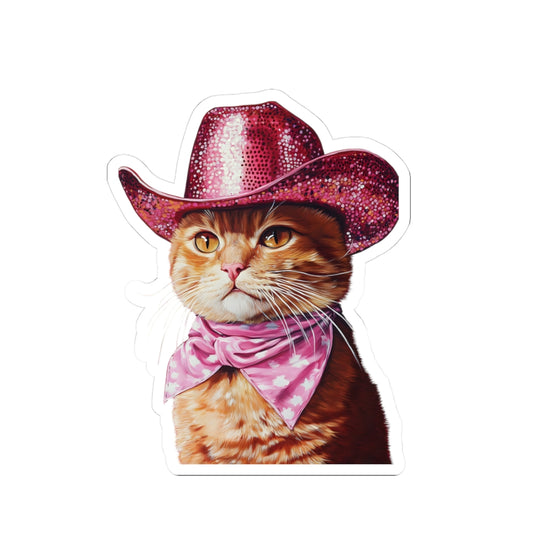 Sparkly Cat Cowboy Kiss-Cut Stickers - Fun Decor for Cat Lovers