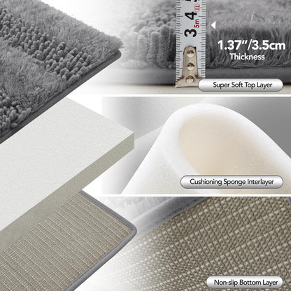 Quick Dry Plush Bathroom Rug, 24x17 Inch, White