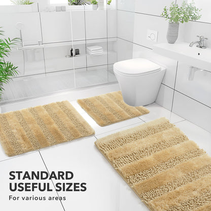 Quick Dry Plush Bathroom Rug, 24x17 Inch, White