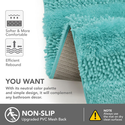 Quick Dry Plush Bathroom Rug, 24x17 Inch, White