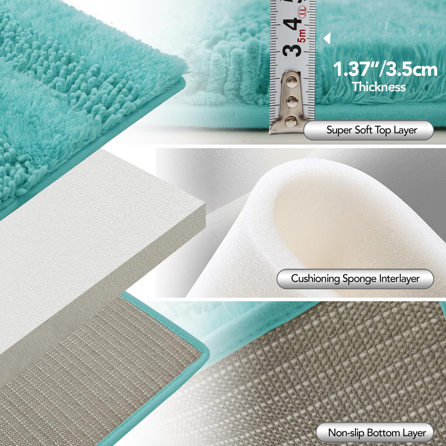 Quick Dry Plush Bathroom Rug, 24x17 Inch, White