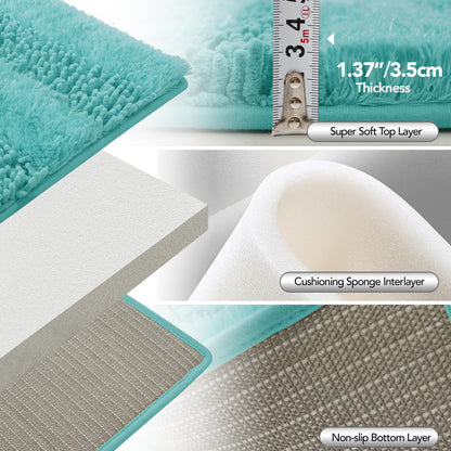 Quick Dry Plush Bathroom Rug, 24x17 Inch, White