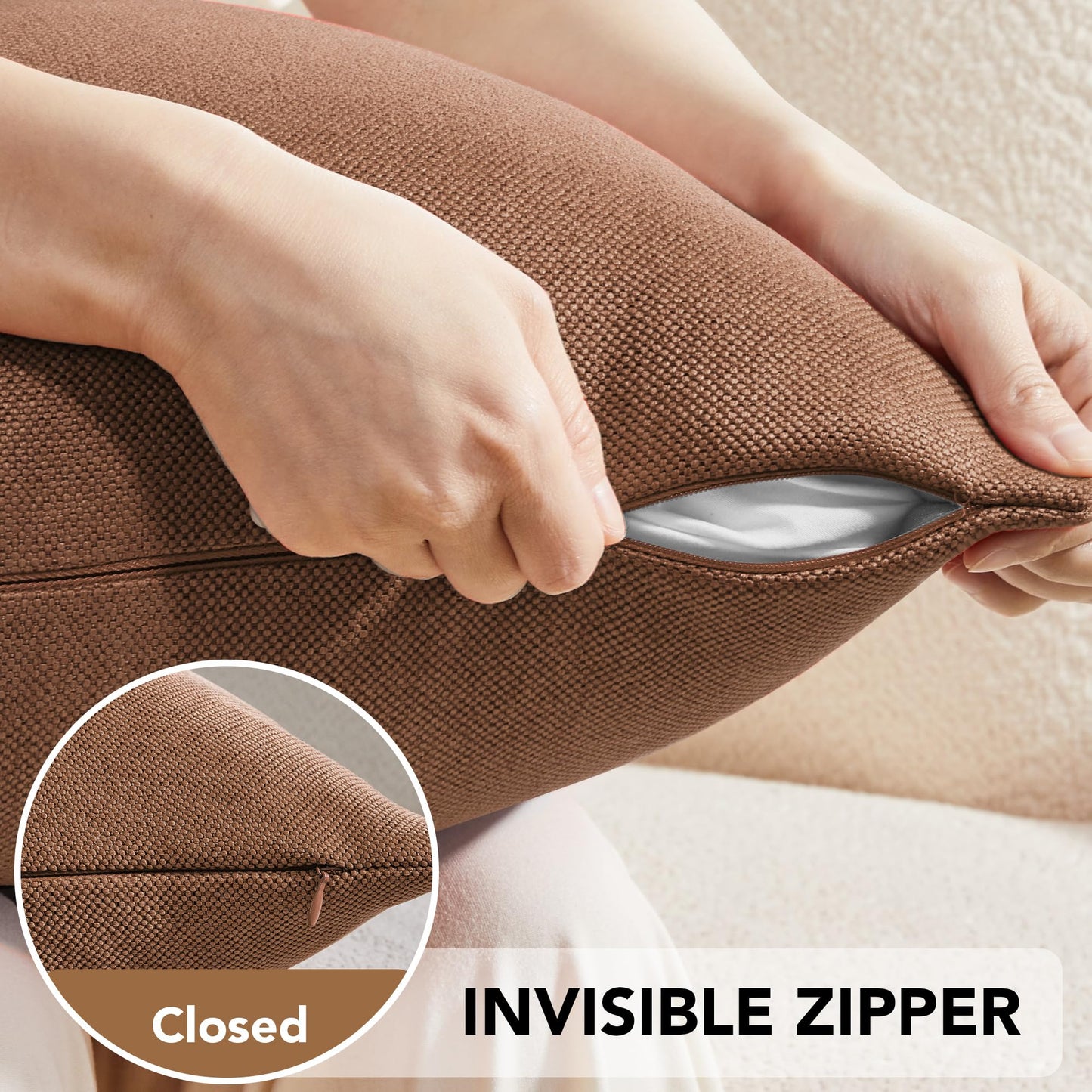 Saddle Brown Lumbar Pillow Covers, 12x20 Inch, 2PCS