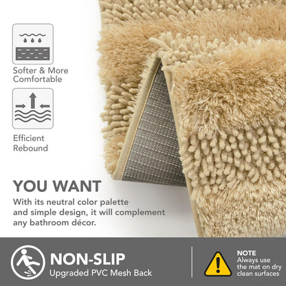 Quick Dry Plush Bathroom Rug, 24x17 Inch, White