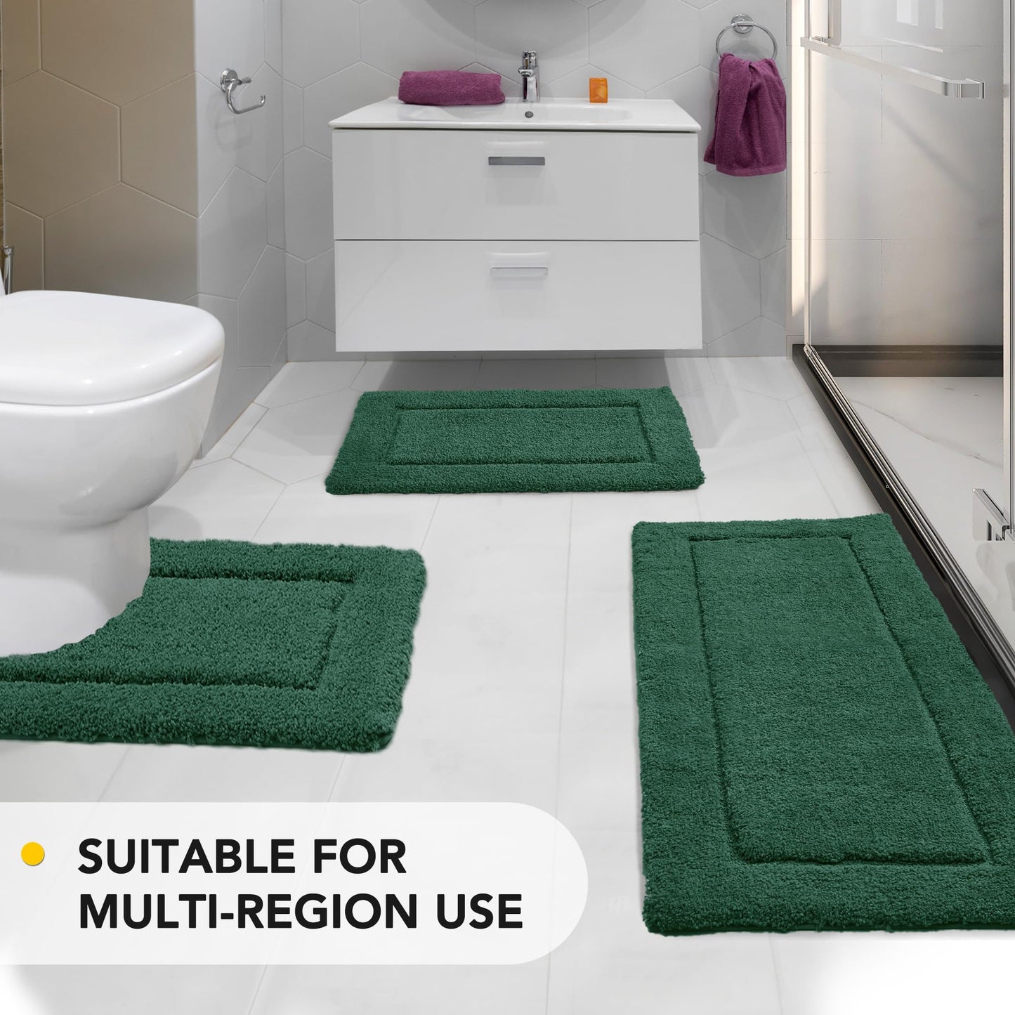 Quick Dry Plush Bathroom Rug, 24x17 Inch, White