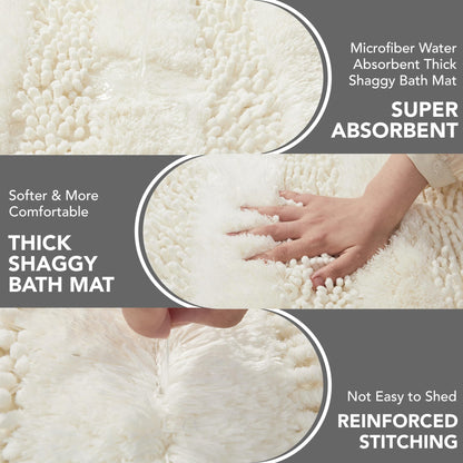 Quick Dry Plush Bathroom Rug, 24x17 Inch, White