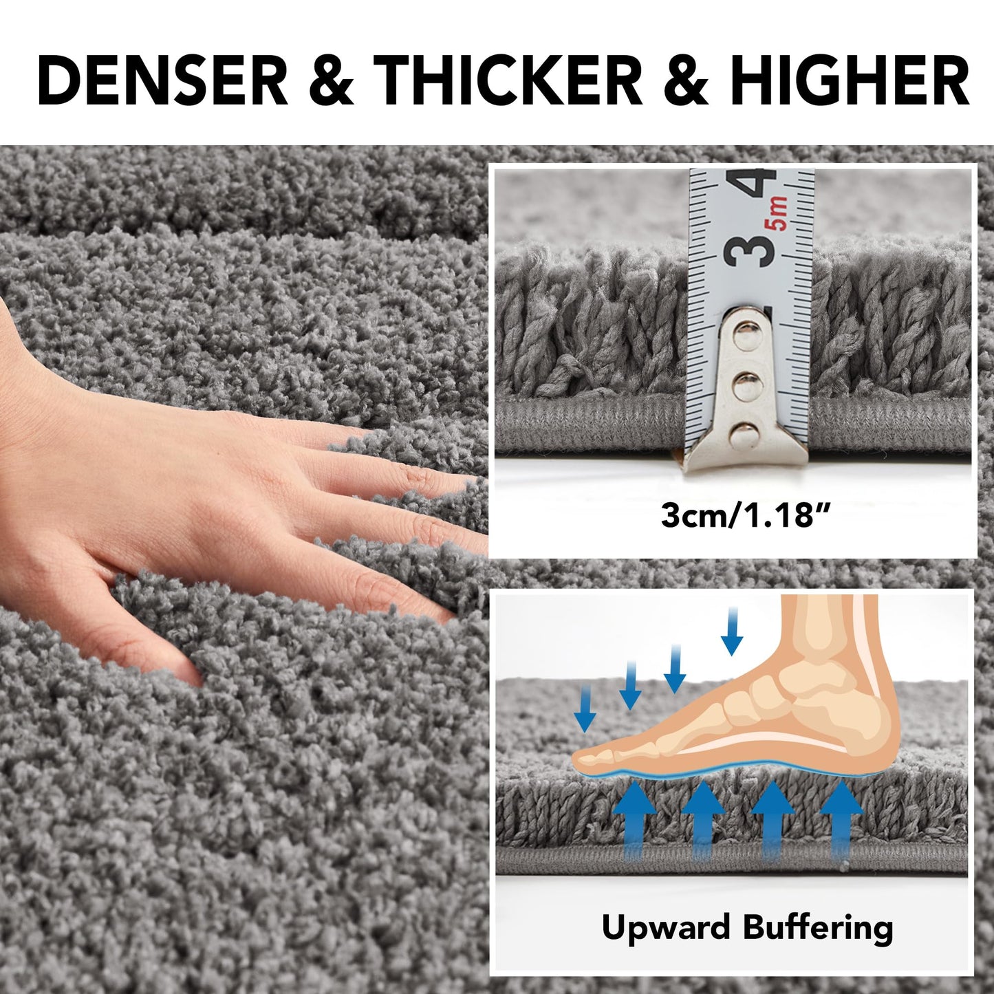 Quick Dry Plush Bathroom Rug, 24x17 Inch, White