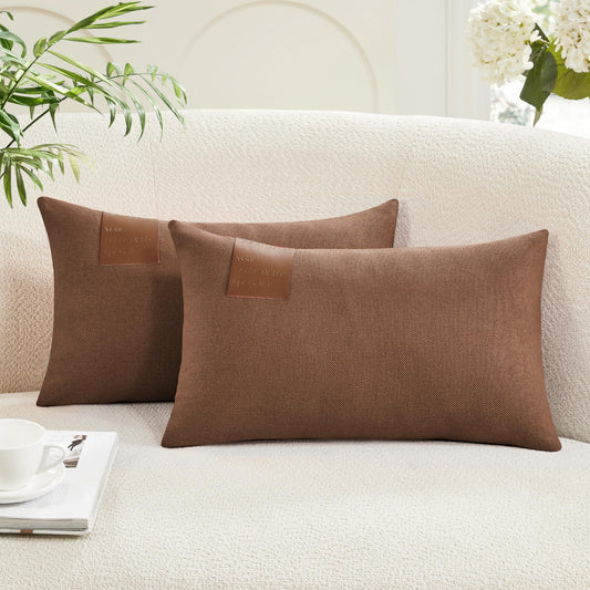 Saddle Brown Lumbar Pillow Covers, 12x20 Inch, 2PCS