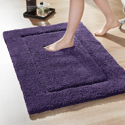 Quick Dry Plush Bathroom Rug, 24x17 Inch, White