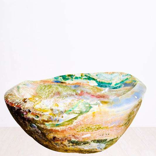 Large Polished Ocean Jasper Carved Bowl – Multicolored Hues & Smooth Finish (85 lbs / 38.5 KG) – Unique Crystal for Home Decor & Meditation